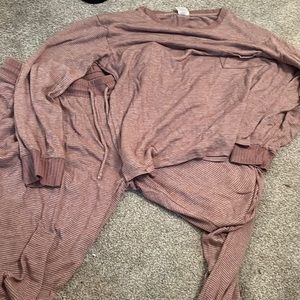 pink striped pajama set